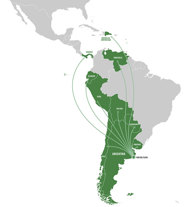 Mapa de presencia internacional de Laboratorios Pharmamerican